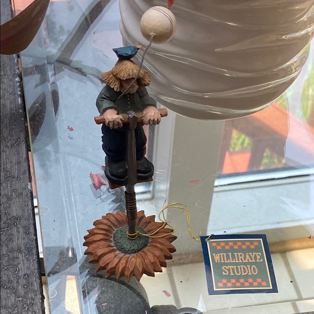 Scarecrow Figurine with Sunflower Base